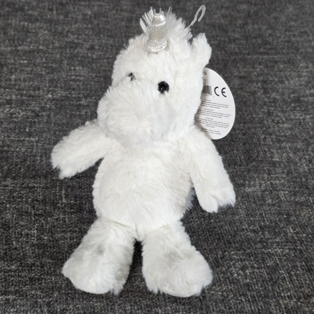 Aurora World Cuddly Friends White Unicorn Plush Silver Horn 34204 NWT 9 inch